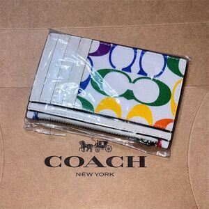 COACH Zip Card Case in Signature Rainbow Print NWT AUTHENTIC